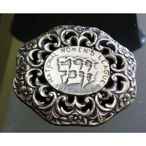 Sterling Silver Jewish National Women's League 1919 - 1968 Brooch